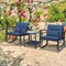 3 Pieces Wicker Rocking Bistro Set with Glass Coffee Table and Storage Shelf